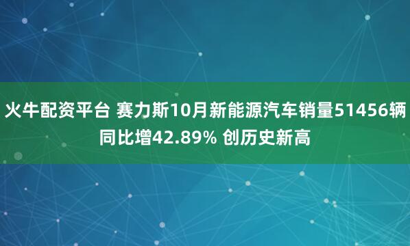 火牛配资平台 赛力斯10月新能源汽车销量51456辆同比增42.89% 创历史新高